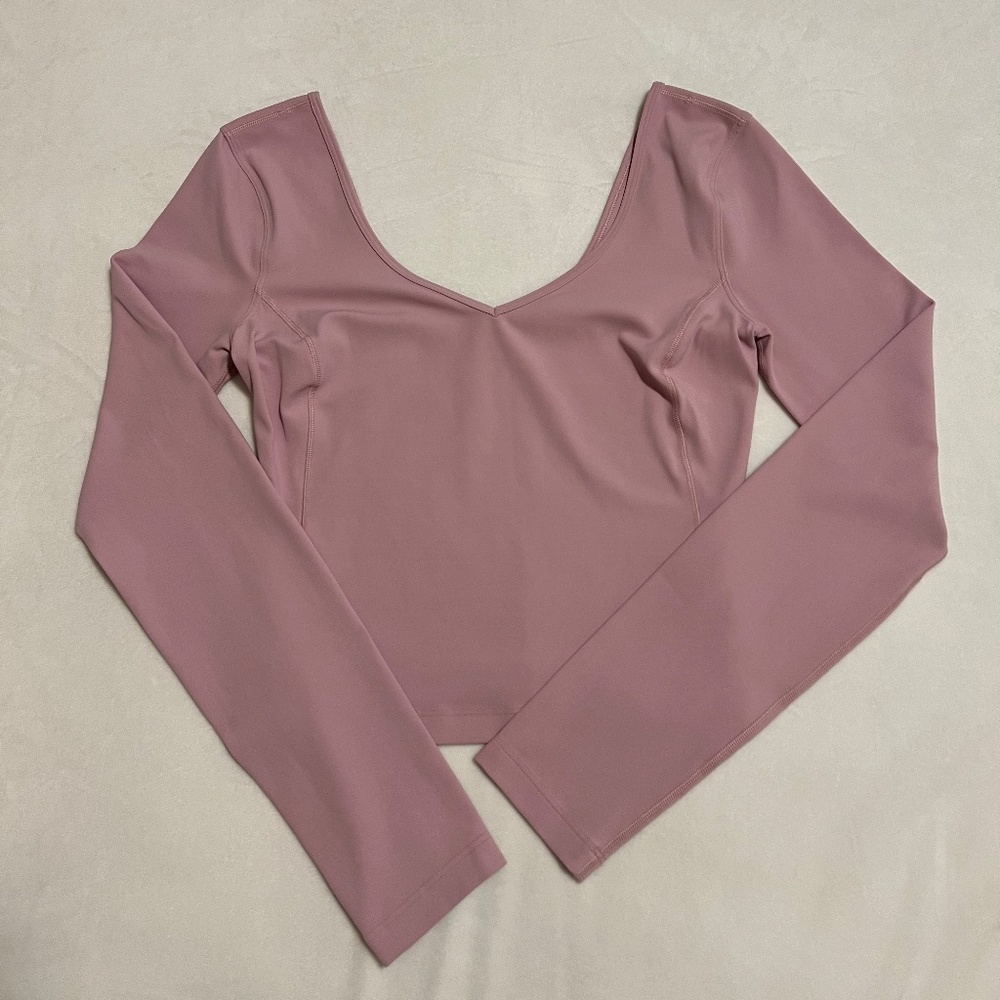 lululemon athletica Long Sleeve Scoop Neck Top in Dusty Rose
